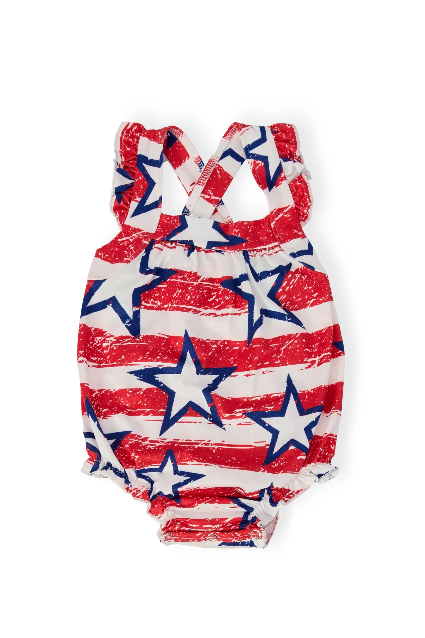 Mila & Rose - Stars & Stripes Ruffle Cross Back Romper