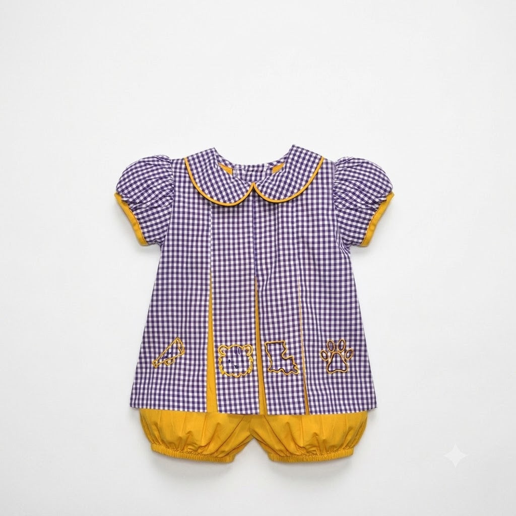 Southern Saturday - Purple & Gold Tiger Bloomer Set