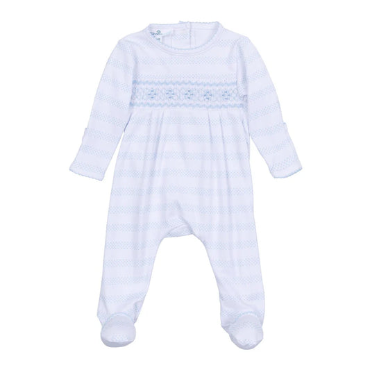 Magnolia Baby - Baby of Mine Smocked Footie  Light Blue