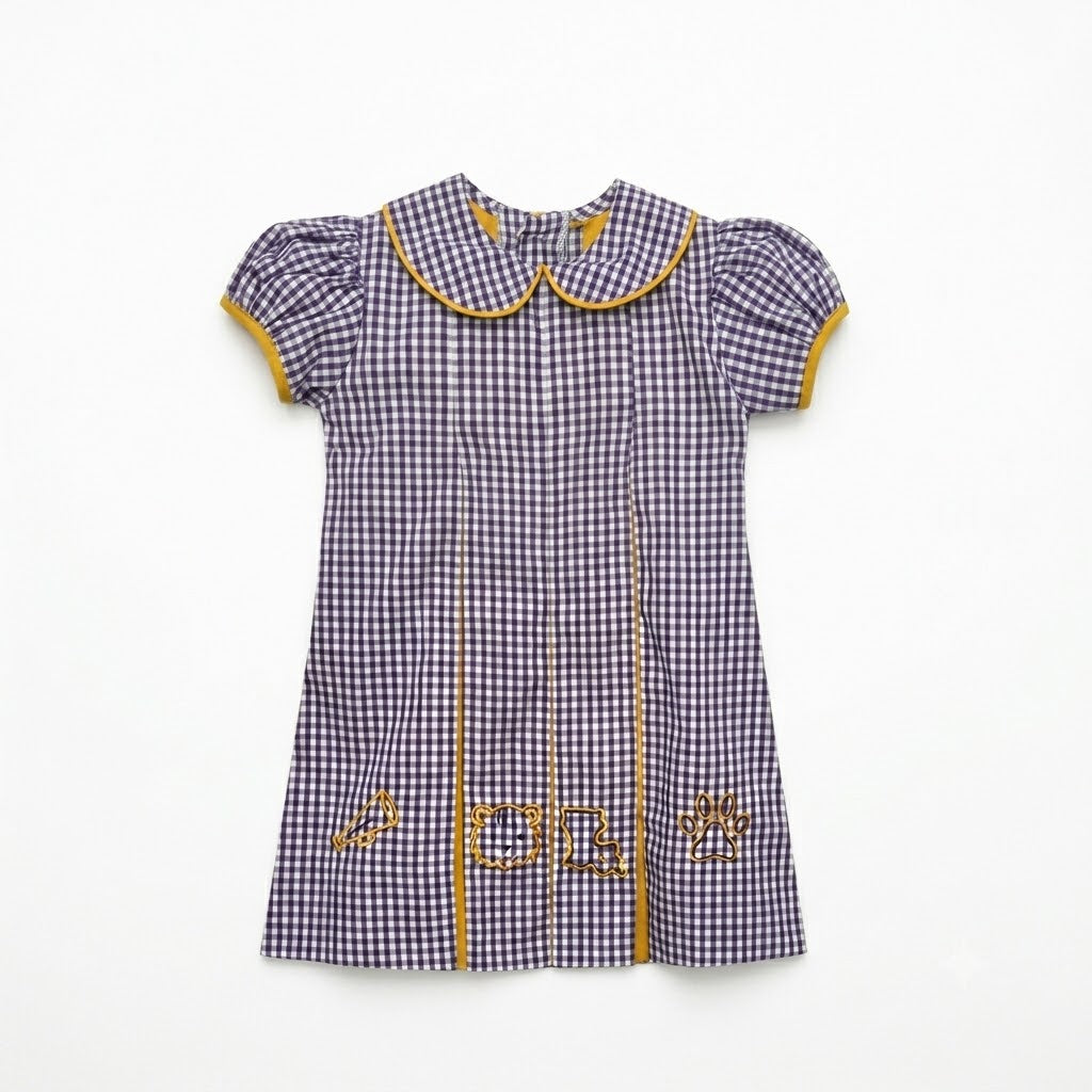 Southern Saturday - Purple Gingham LSU Girl's Dress
