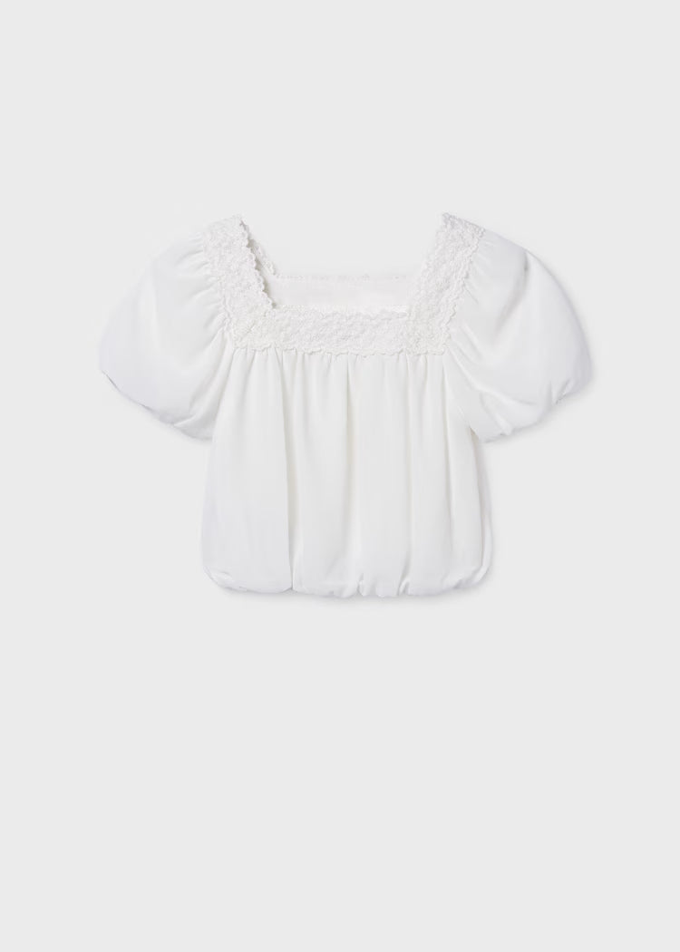Mayoral - White Girl Chiffon Blouse