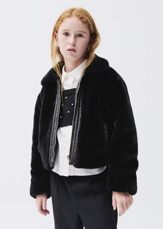 Mayoral - Girl's Black Fur Coat