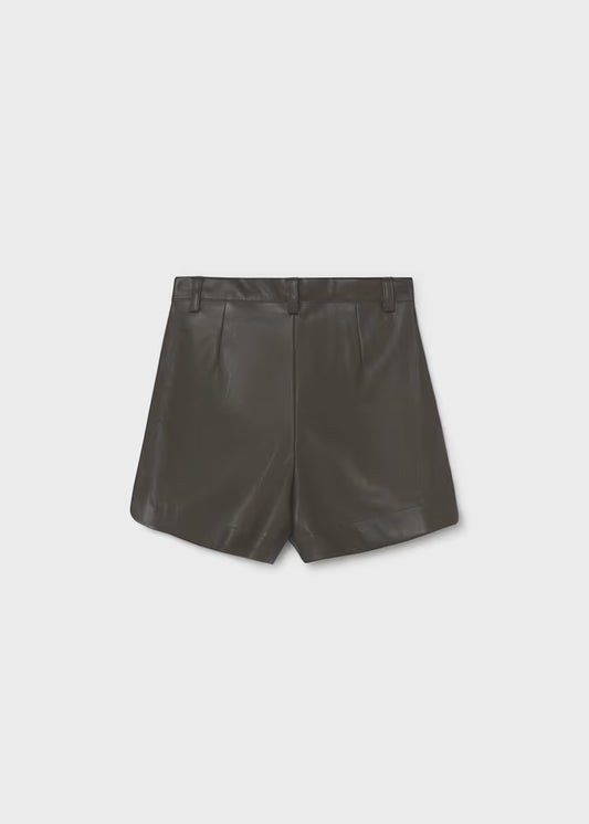 Mayoral - Girl's Dark Brown Faux Leather Shorts