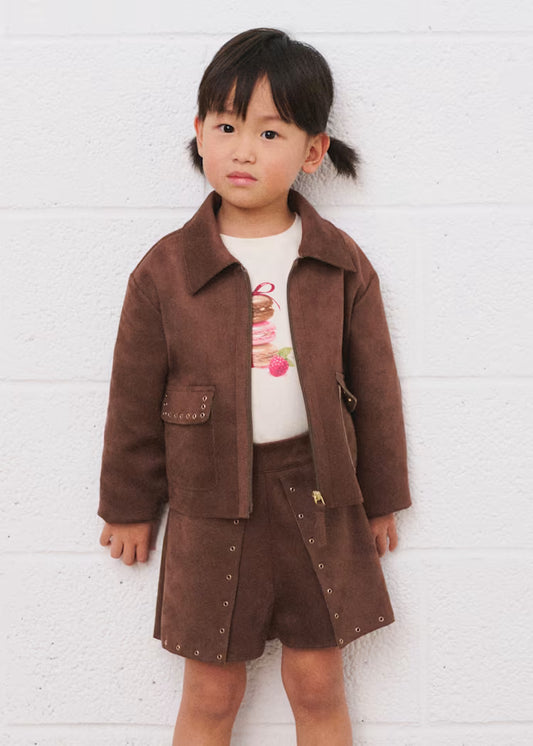 Mayoral - Chestnut Girl Faux Suede Shorts