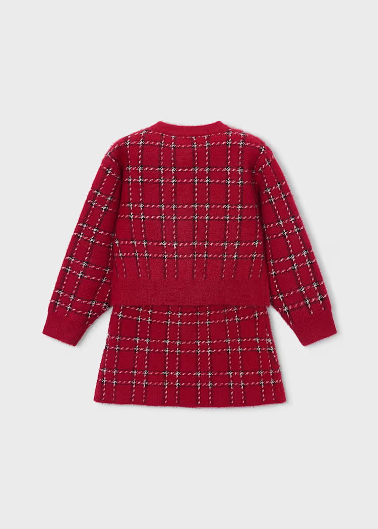 Mayoral - Girl's Red Knit Cardigan & Skirt Set