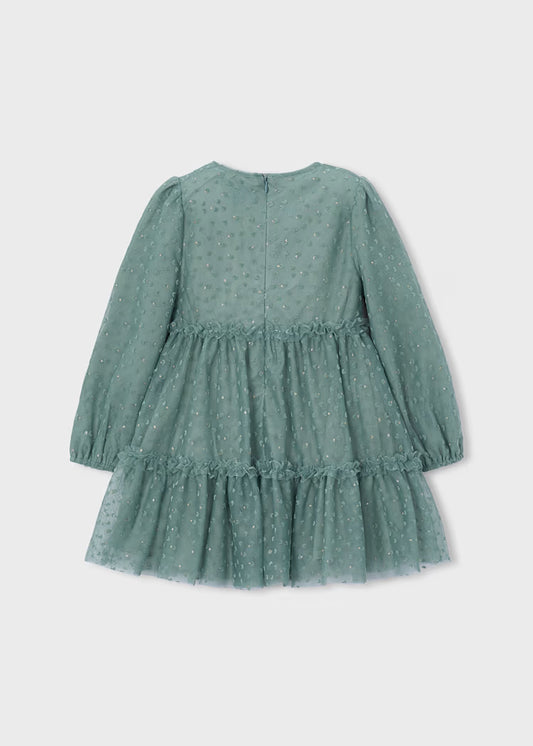 Mayoral - Green Long Sleeve Girl's Tulle Dress
