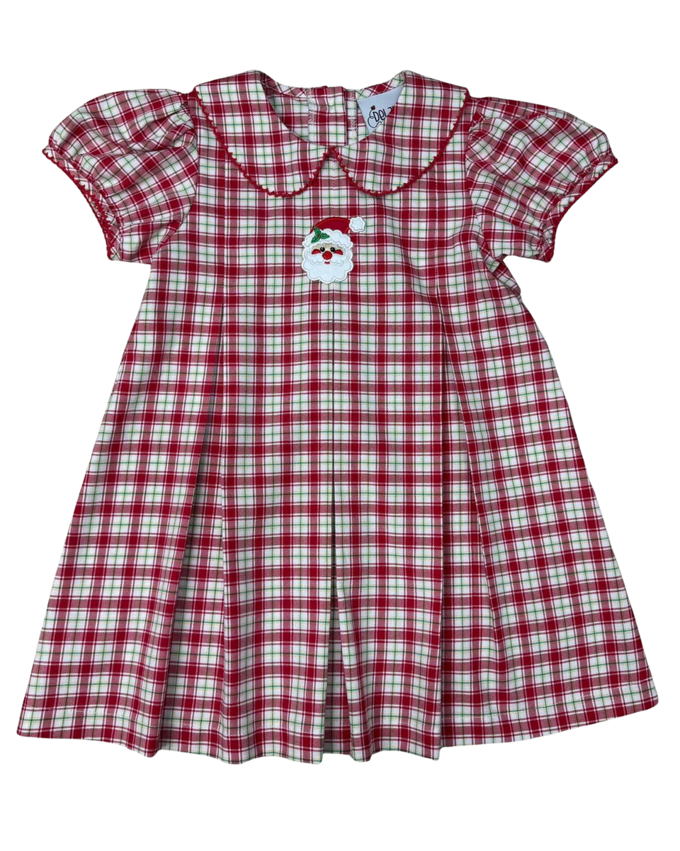 Delaney - Girl's Green Check Santa Dress