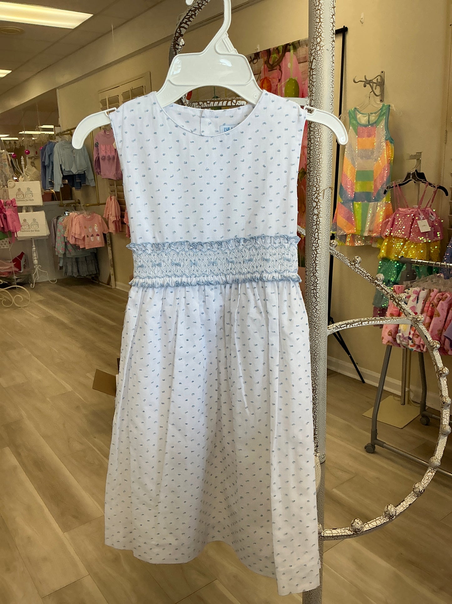 Luli and Me - Smocked Blue Dot Dress