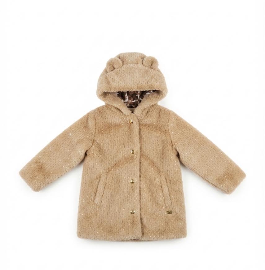 Deux Par Deux - Light Brown With Gold Sparkles Fur Coat