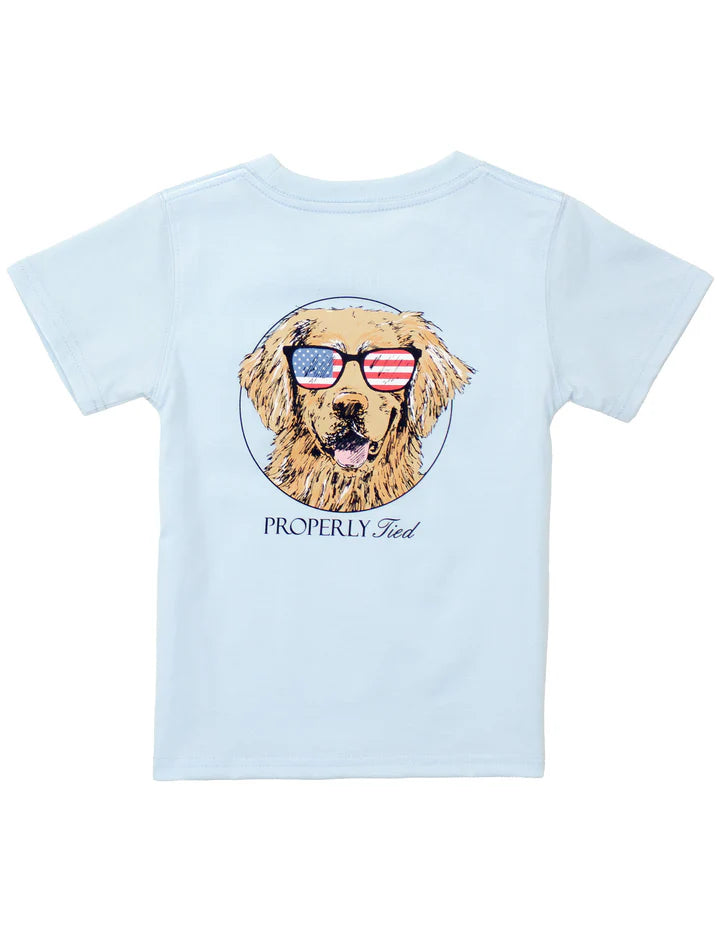 Properly Tied - Boys Patriot Dog SS Periwinkle