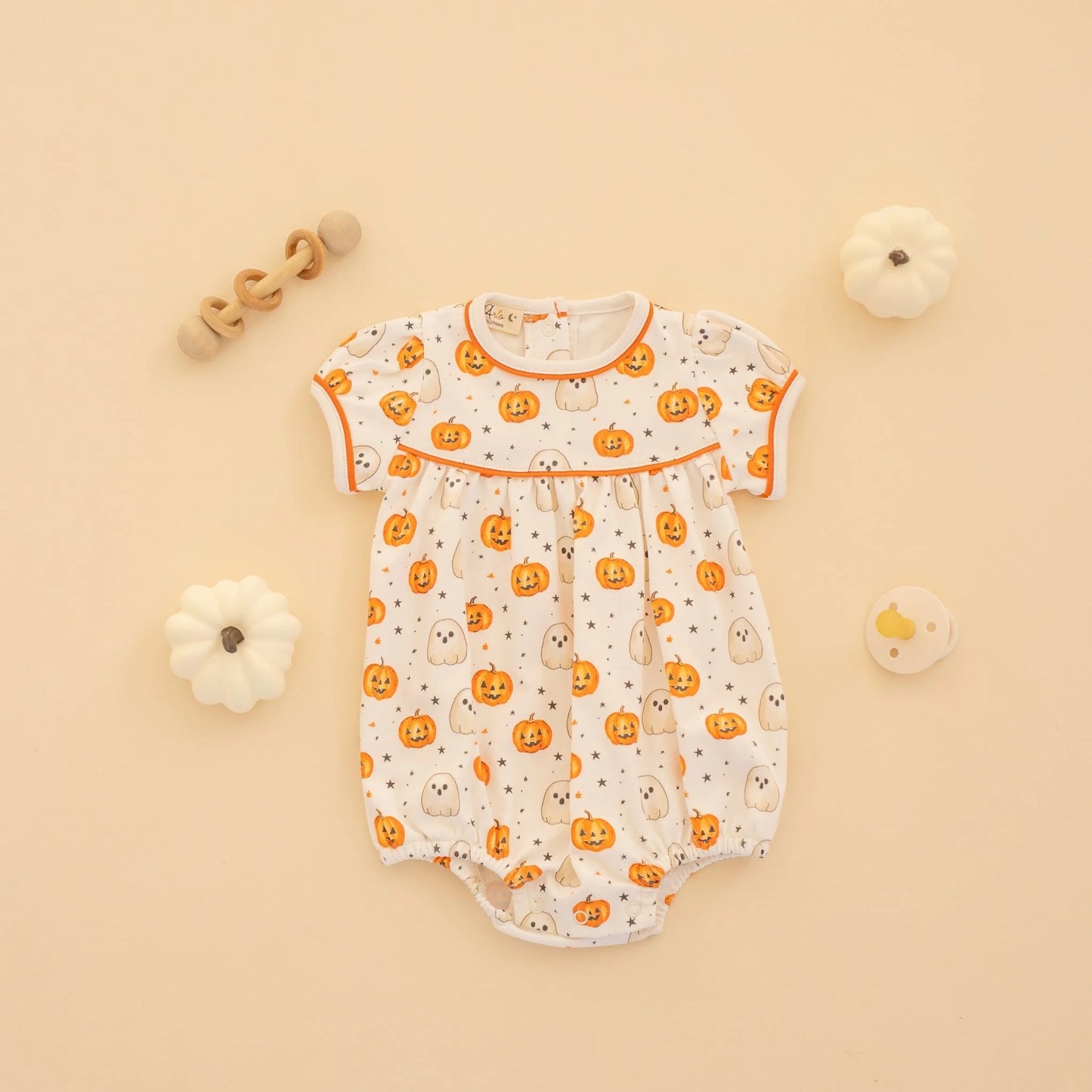 Magnolia Baby - Pumpkin and Boo Short Sleeve Girl Bubble
