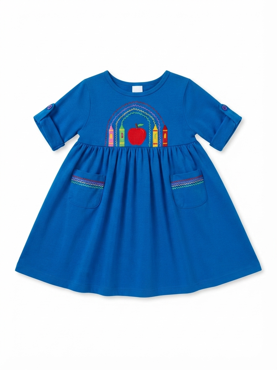 Cotton Kids - Blue Back to School Dress