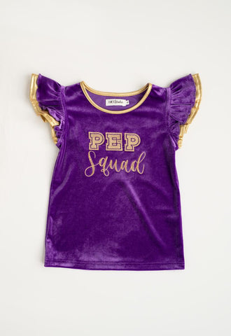 Evie's Closet Purple Velvet Pep Squad Shirt