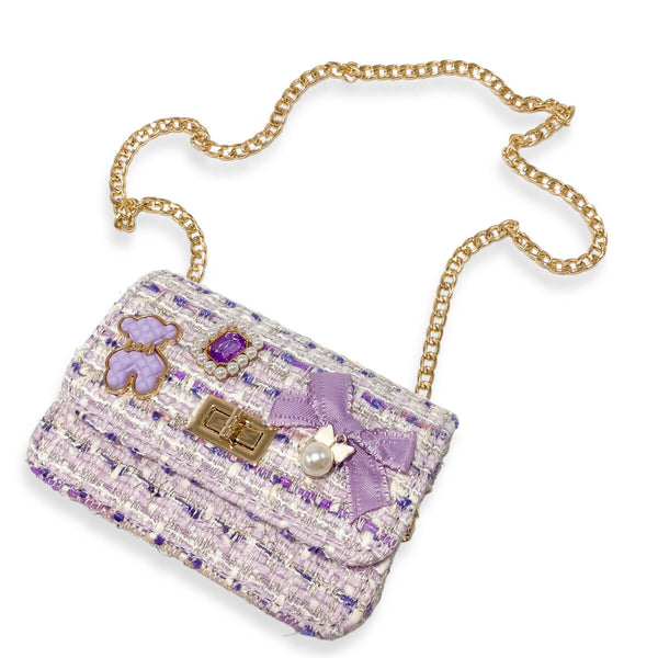 Doe a Dear - Teddy Bear & Bow Tweed Purse