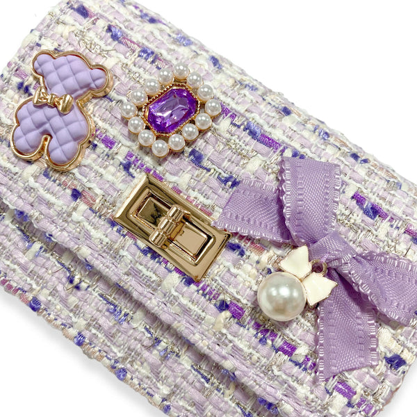 Doe a Dear - Teddy Bear & Bow Tweed Purse