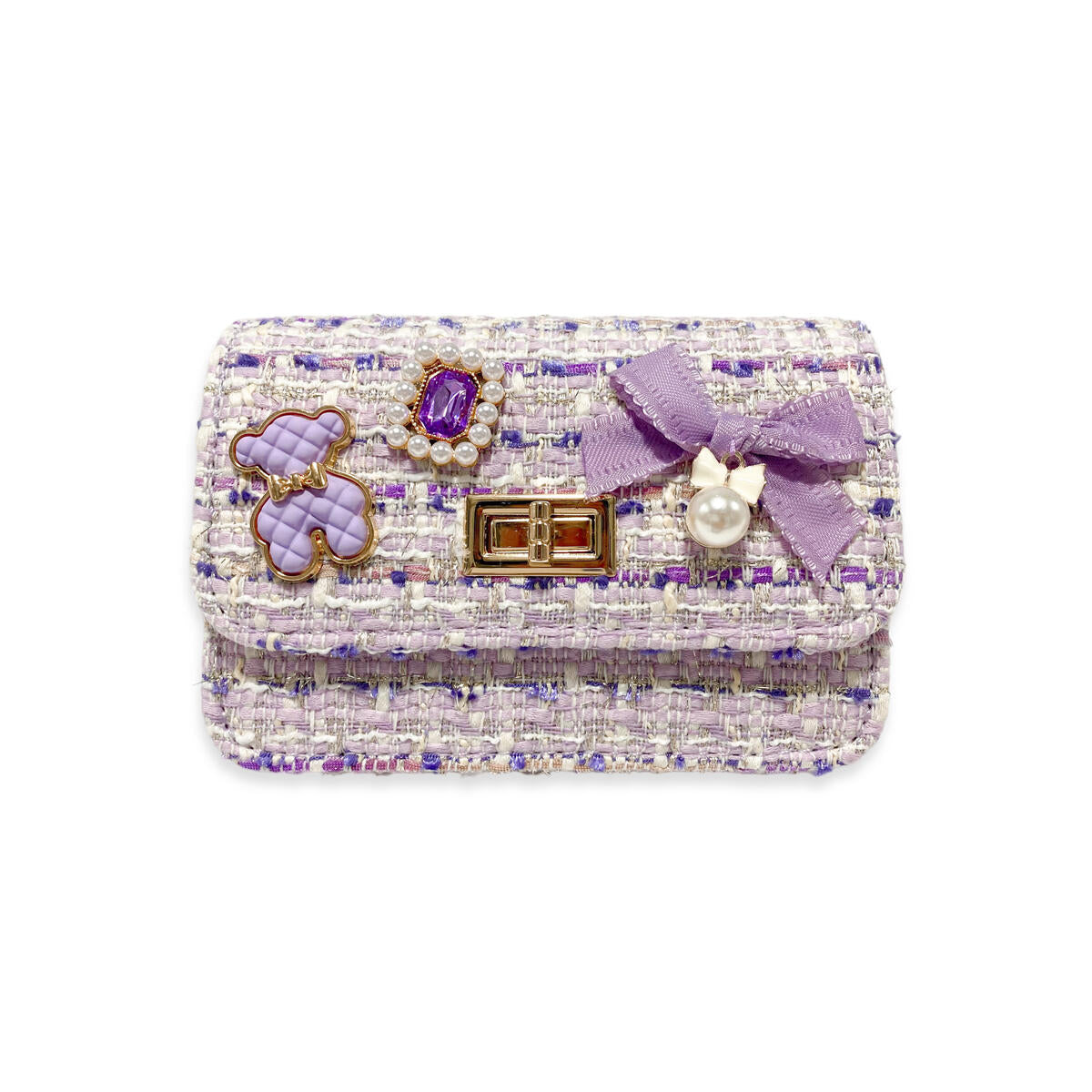 Doe a Dear - Teddy Bear & Bow Tweed Purse