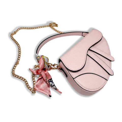 Doe A Dear - Pink Saddle Purse With Scarf