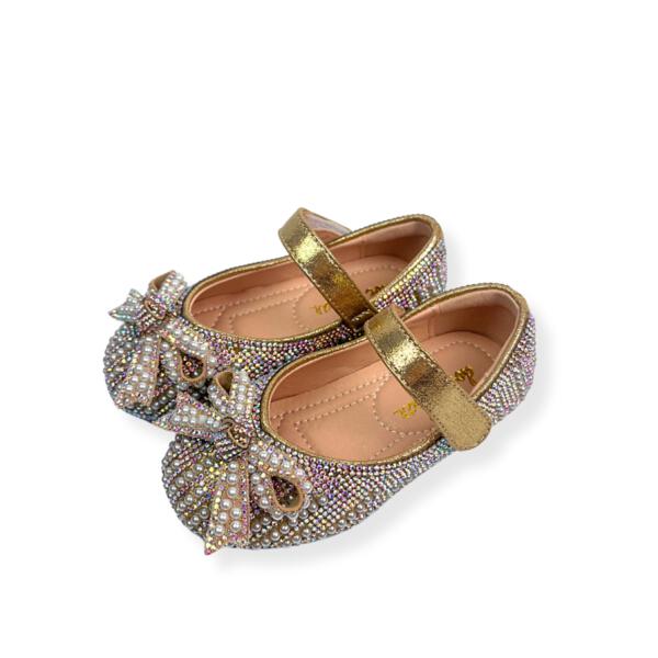 Doe A Dear - Gold Pearl & Rhinestone Flat Shoes
