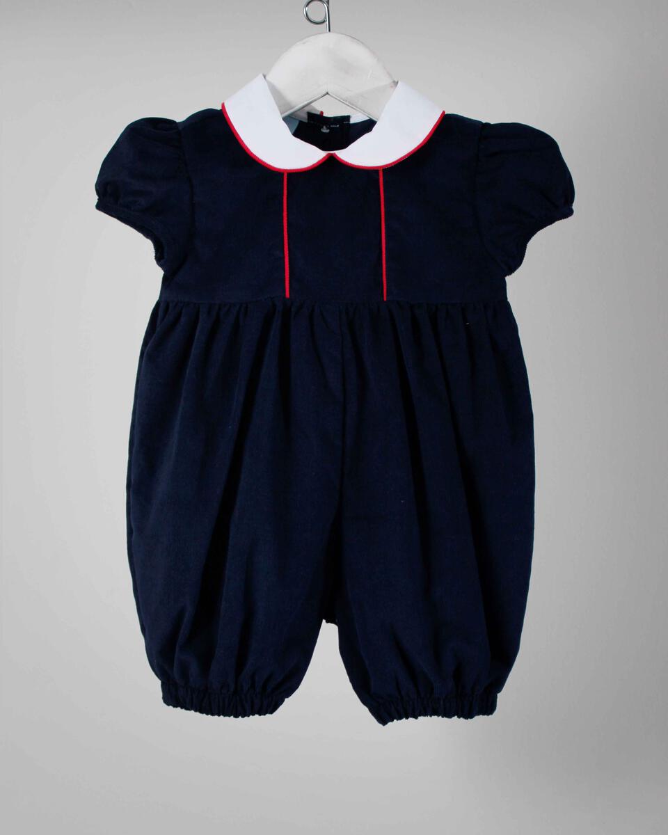 Charming Little One - Navy Corduroy & Red Claire Bubble