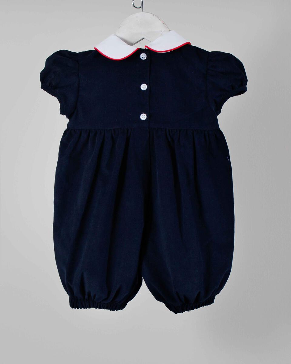 Charming Little One - Navy Corduroy & Red Claire Bubble