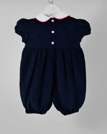 Charming Little One - Navy Corduroy & Red Claire Bubble