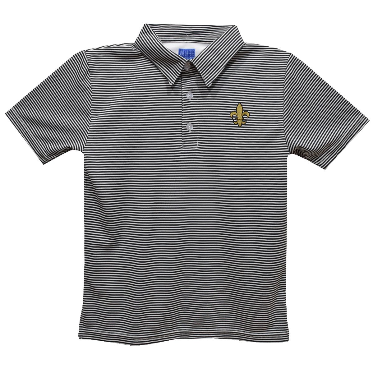 Vive La Fete - Black and Gold Stripes Short Sleeve Polo Box Shirt