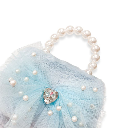 Doe a Dear - Fluffy Mesh Bow Purse - Blue