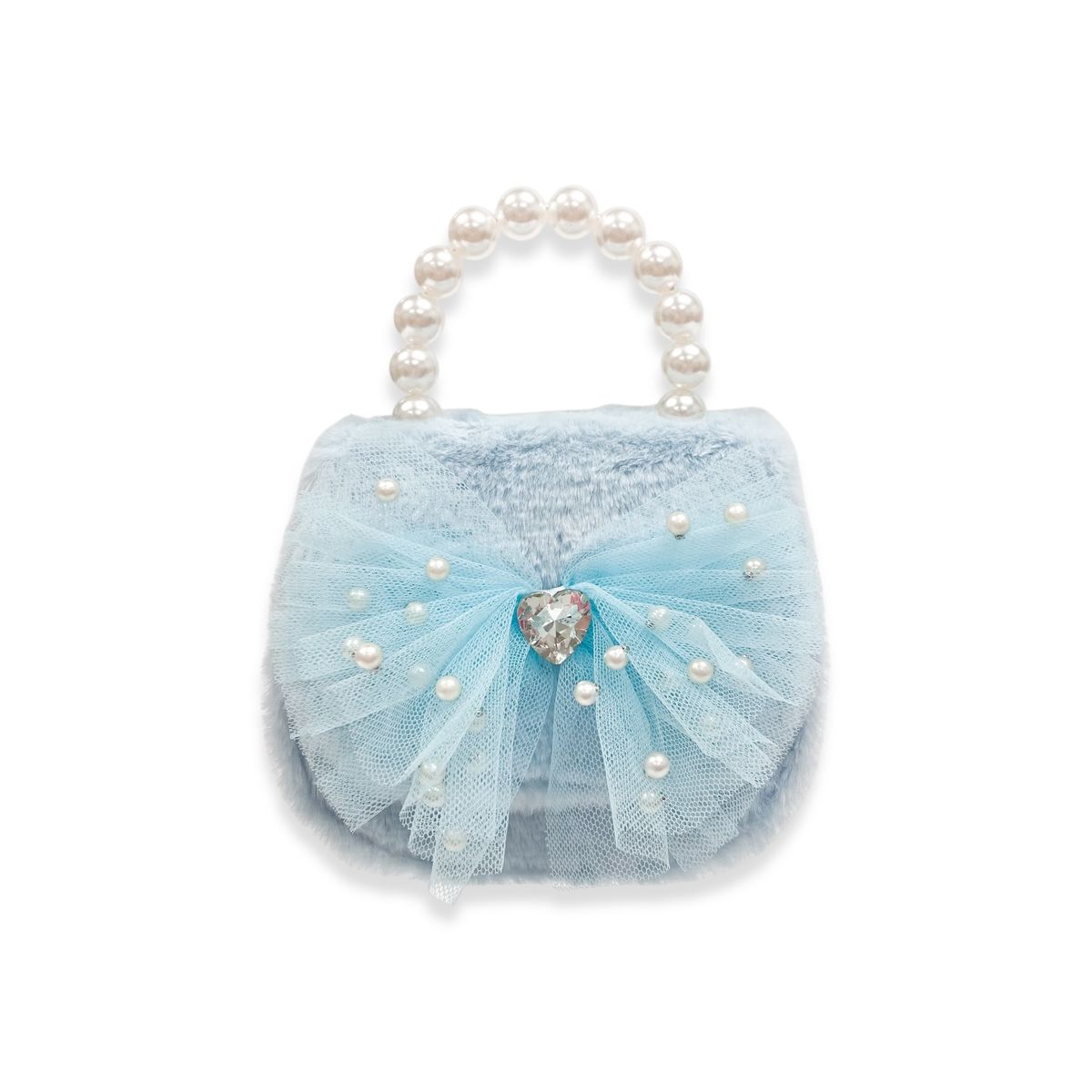 Doe a Dear - Fluffy Mesh Bow Purse - Blue