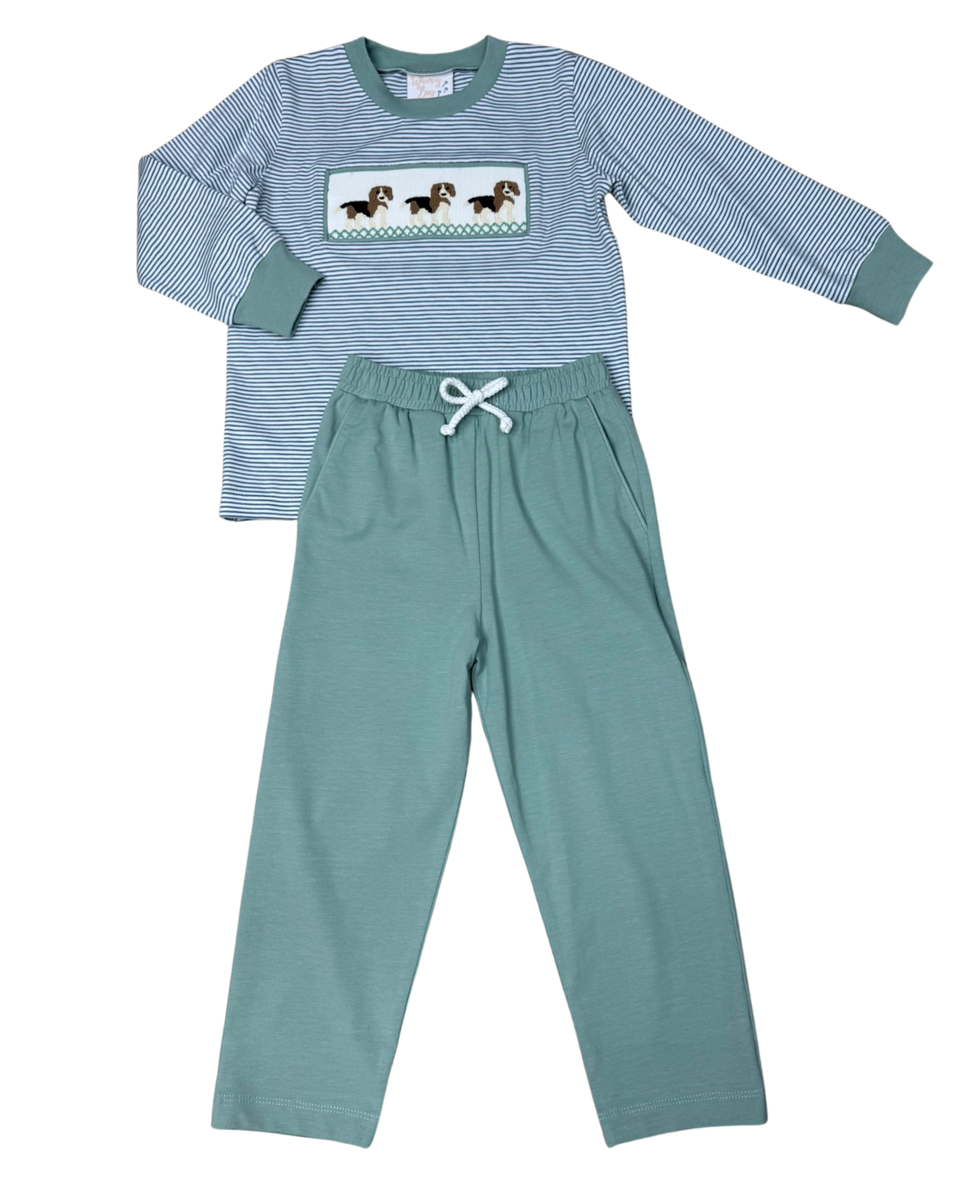 Whimsy Bay Kids - Beagle Smocked Pant Set