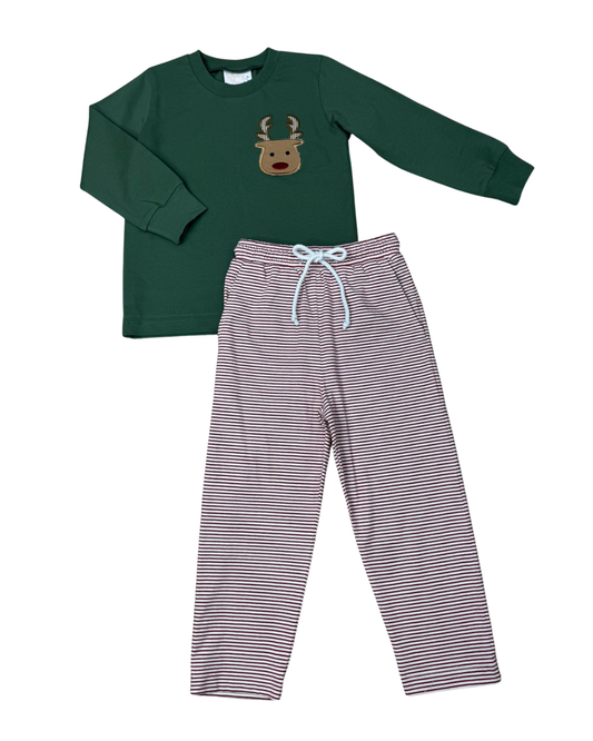 Whimsy Bay Kids - Run Rudolph Pocket Pant Set