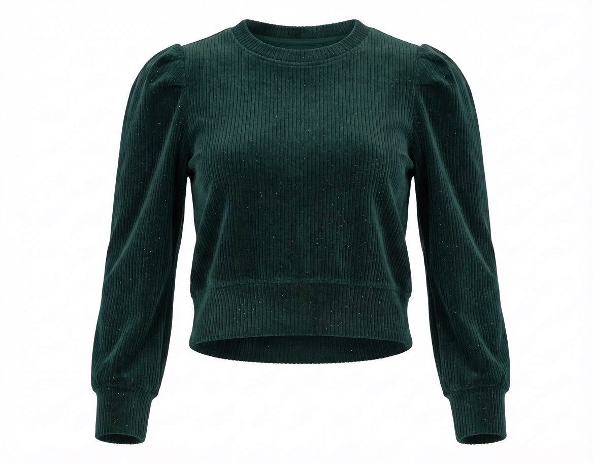 Pleat - Peyton Top Dark Green Velour