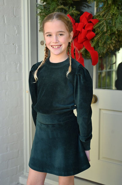 Pleat - Libba Skirt Dark Green Velour