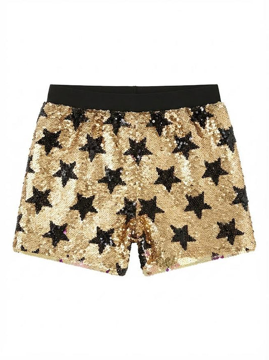 M L Kids - Sequins Black/Gold - Purple/Gold Shorts