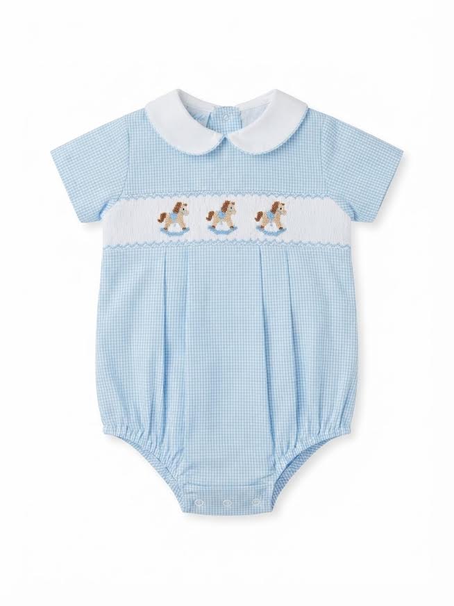 Petit Bebe - Blue Check Rocking Horse Bubble