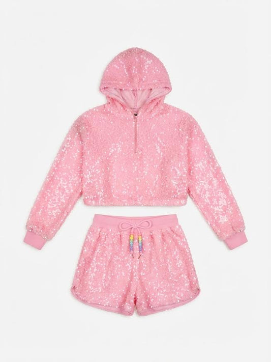 Lola And The Boys - Pretty in Pink Sequin Short Set
