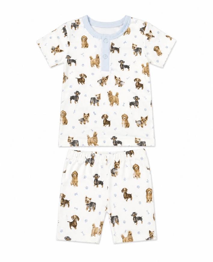 Baby Loren - Blue And White Pup Pajama 2 Piece Set