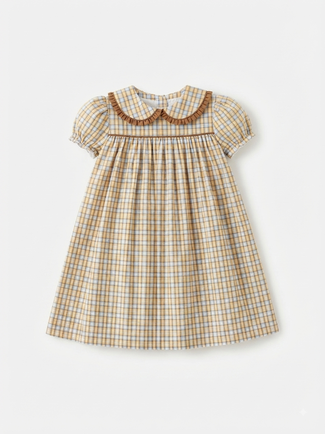 Bailey Boys - Girl's Pecan Plaid Bison Float Dress