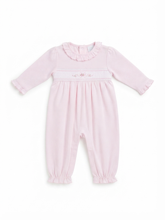 Kissy Kissy - Pink With Flower Smock Design Playsuit