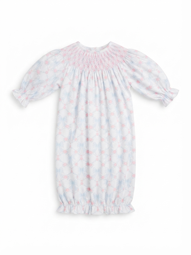 Baby Loren - Baby Blue & Pink Coquettes Hand Smock Bishop Gown