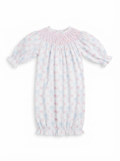 Baby Loren - Baby Blue & Pink Coquettes Hand Smock Bishop Gown