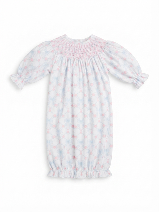 Baby Loren - Baby Blue & Pink Coquettes Hand Smock Bishop Gown