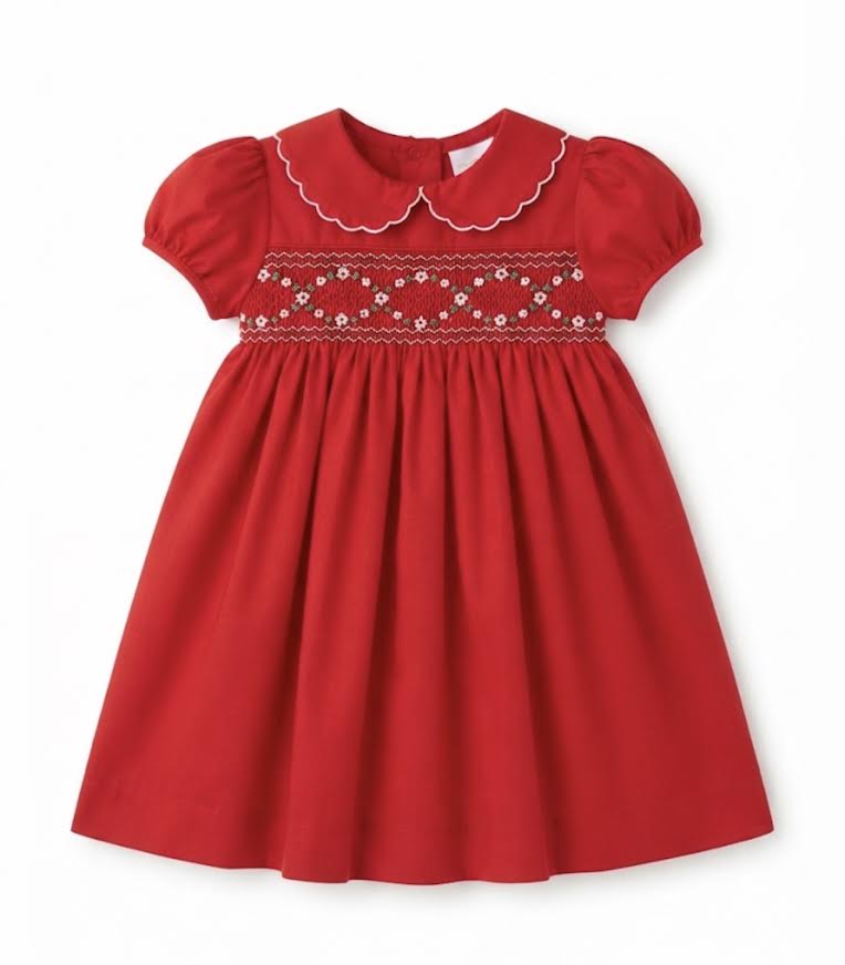 Luli & Me - Classic Red Smocked Dress