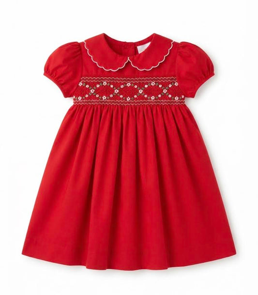 Luli & Me - Classic Red Smocked Dress