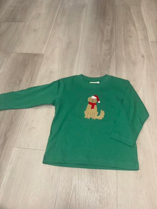 Acvisa - L/S Green t-shirt dog w/ Santa hat