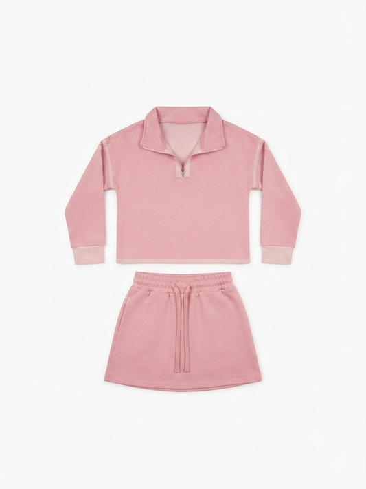 Banana Split - Celina 1/4 Zip Skort Set - Mauve