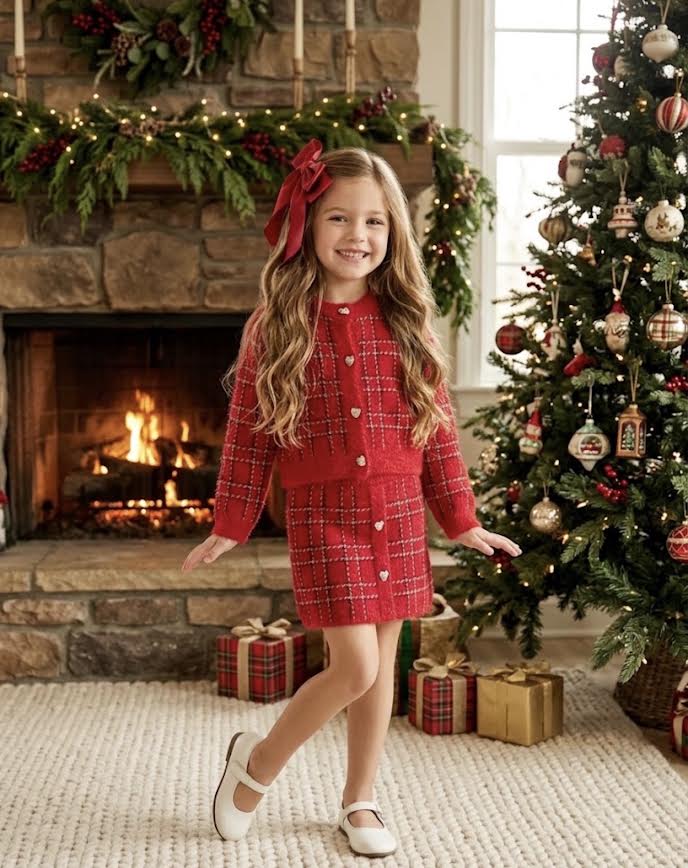 Mayoral - Girl's Red Knit Cardigan & Skirt Set