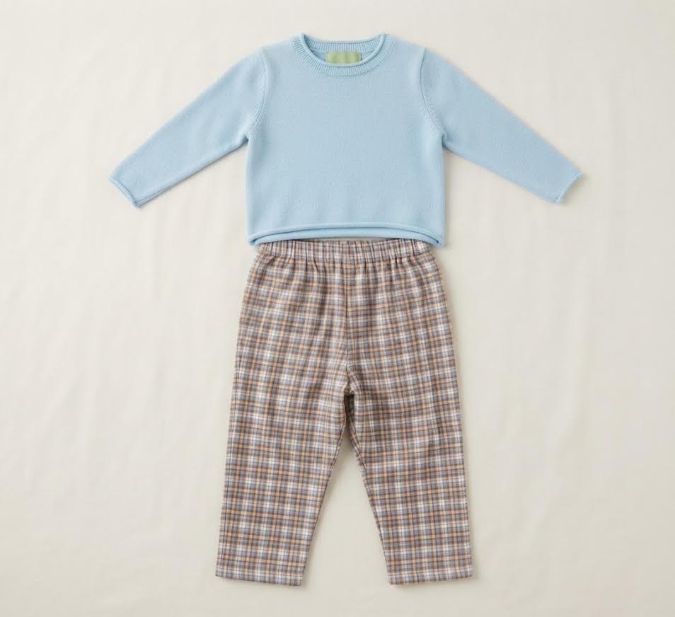 Sage & Lilly - Boy's Blue Sweater With Plaid Pants