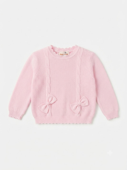 Zubel - Pink Knit Bow Sweater