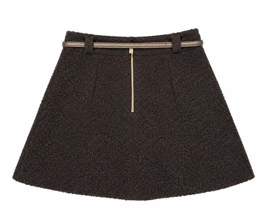 Abel & Lula - Dark Cole Faux-Shearling Skort