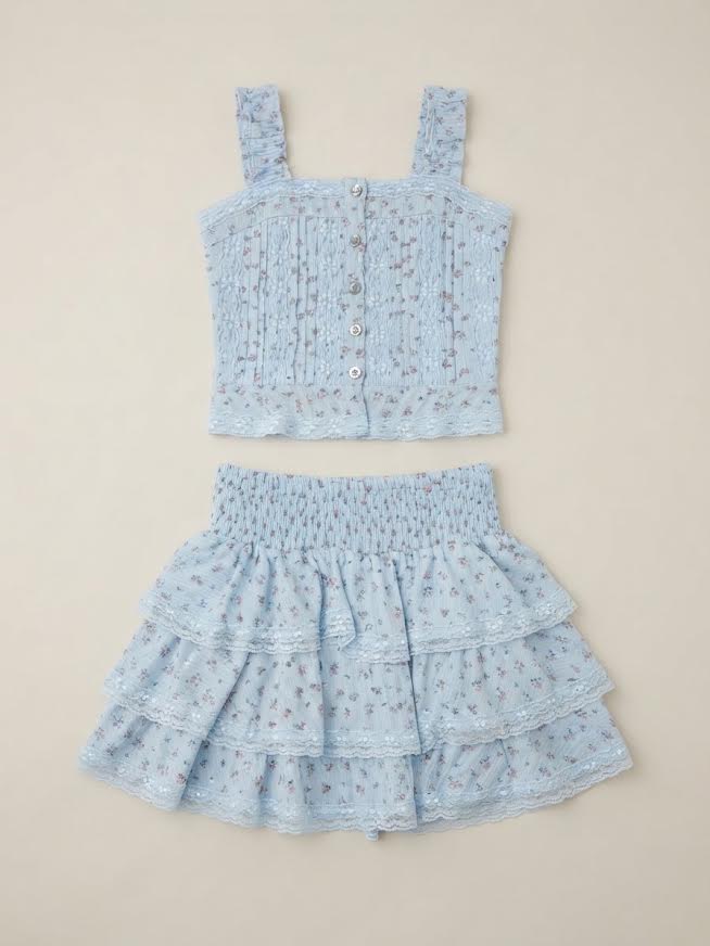 Flowers By Zoe - Blue Rose Bud Ruffle Set